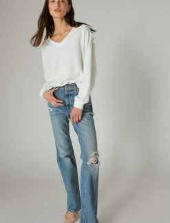 Lucky Brand cloud jersey v neck pullover ethereal white*WOMEN Activewear
