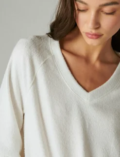Lucky Brand cloud jersey v neck pullover ethereal white*WOMEN Activewear