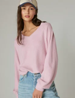 Lucky Brand cloud jersey v neck pullover dawn pink*WOMEN Activewear