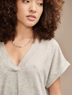 Lucky Brand cloud jersey v neck tee light heather grey*WOMEN Knit Tops