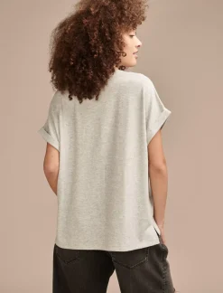Lucky Brand cloud jersey v neck tee light heather grey*WOMEN Knit Tops