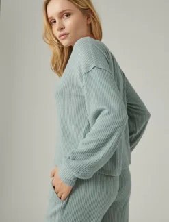 Lucky Brand cloud rib henley top lead*WOMEN Activewear