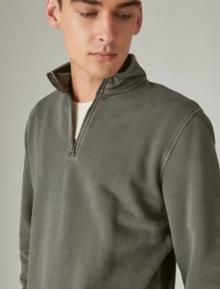 Lucky Brand cloud soft fleece half zip mock neck jet black*MEN Activewear