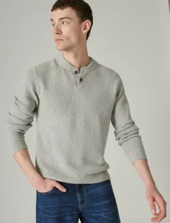 Lucky Brand cloud soft henley sweater light heather grey*MEN Sweaters