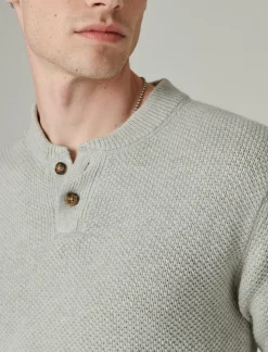 Lucky Brand cloud soft henley sweater light heather grey*MEN Sweaters