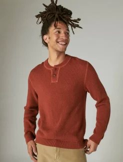 Lucky Brand cloud soft henley sweater terra cotta*MEN Sweaters