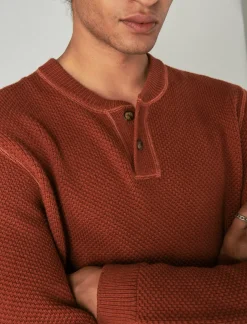 Lucky Brand cloud soft henley sweater terra cotta*MEN Sweaters