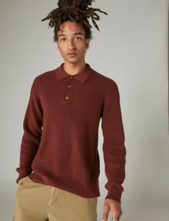 Lucky Brand cloud soft polo sweater rustic wine*MEN Sweaters