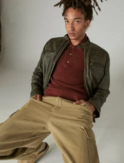 Lucky Brand cloud soft polo sweater rustic wine*MEN Sweaters