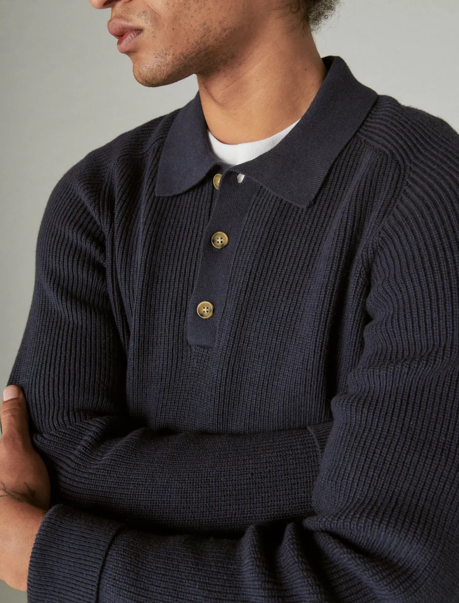 Lucky Brand cloud soft polo sweater cadet navy*MEN Sweaters