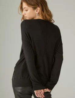 Lucky Brand cloud soft relaxed cardigan jet black*WOMEN Sweaters & Sweatshirts