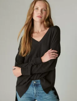 Lucky Brand cloud soft v neck sweater jet black*WOMEN Sweaters & Sweatshirts