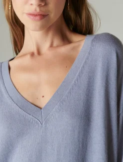 Lucky Brand cloud soft v neck sweater stonewash*WOMEN Sweaters & Sweatshirts