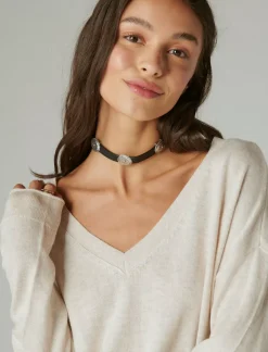 Lucky Brand cloud soft v neck sweater straw heather*WOMEN Sweaters & Sweatshirts
