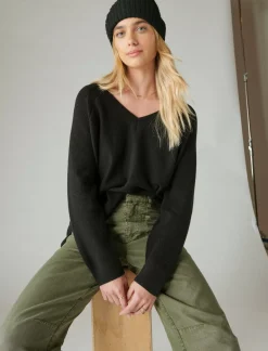 Lucky Brand cloud soft v neck sweater black*WOMEN Sweaters & Sweatshirts