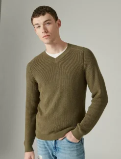 Lucky Brand cloud soft v-neck sweater olive fog*MEN Sweaters