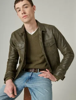 Lucky Brand cloud soft v-neck sweater olive fog*MEN Sweaters