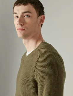 Lucky Brand cloud soft v-neck sweater olive fog*MEN Sweaters