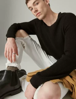 Lucky Brand cloud soft v-neck sweater #001 black*MEN Sweaters