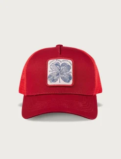 Lucky Brand clover patch trucker hat dark red*MEN|WOMEN Hats