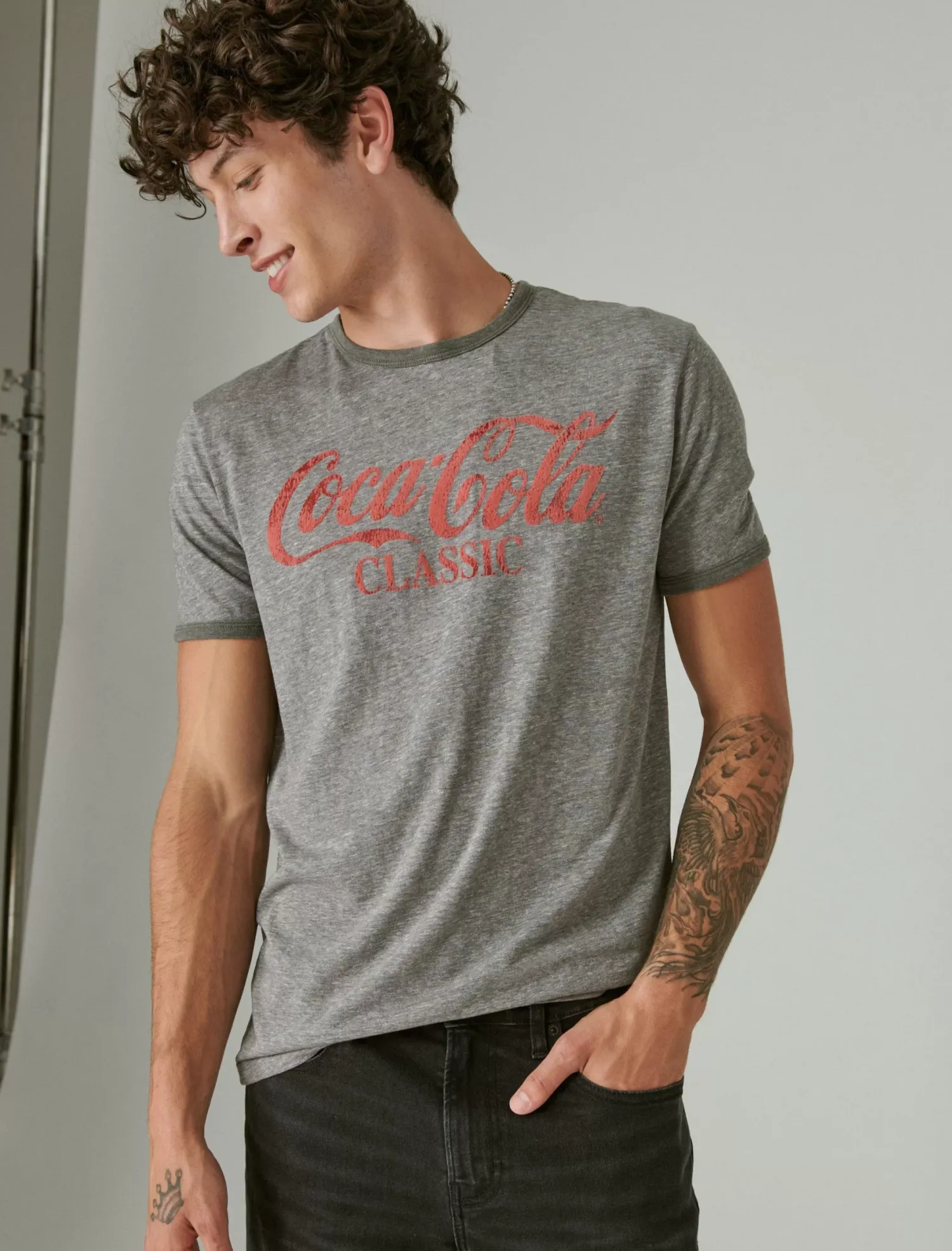 Lucky Brand coca cola classic tee heather grey*MEN Graphic Tees