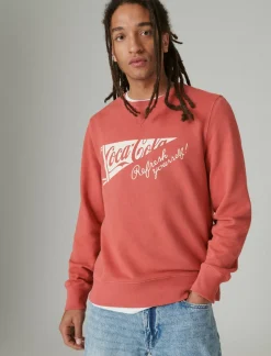 Lucky Brand coca-cola cotton fleece crew neck sweatshirt mineral red*MEN|WOMEN Activewear