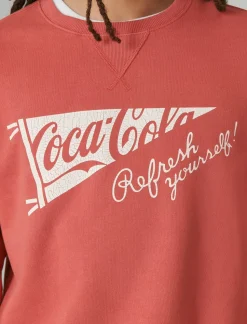 Lucky Brand coca-cola cotton fleece crew neck sweatshirt mineral red*MEN|WOMEN Activewear