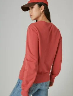 Lucky Brand coca-cola cotton fleece crew neck sweatshirt mineral red*MEN|WOMEN Activewear