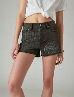 Lucky Brand coca-cola high rise mom short weathered black*WOMEN Shorts