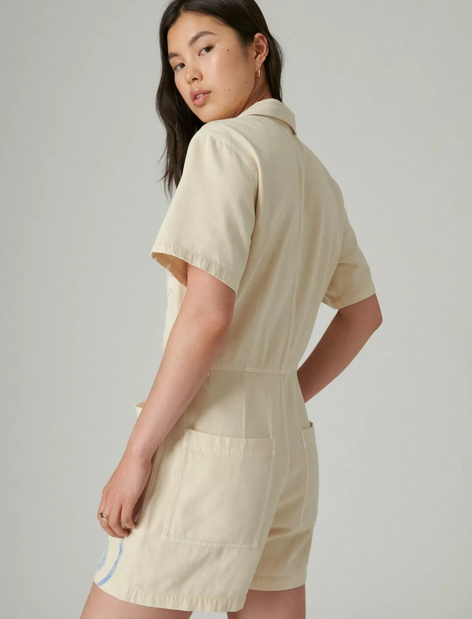 Lucky Brand coca-cola ss romper whitecap grey*WOMEN Jumpsuits & Overalls