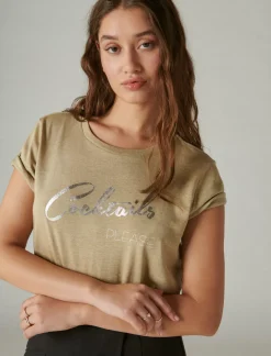 Lucky Brand cocktail please classic crew kelp*WOMEN Graphic Tees