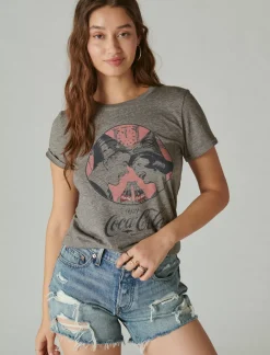 Lucky Brand coke new years classic crew heather grey*WOMEN Graphic Tees