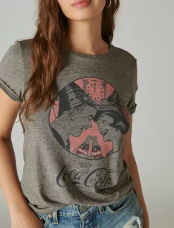 Lucky Brand coke new years classic crew heather grey*WOMEN Graphic Tees