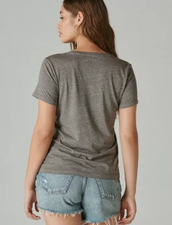Lucky Brand coke new years classic crew heather grey*WOMEN Graphic Tees