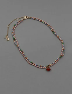 Lucky Brand colorful seed bead layer necklace gold*WOMEN Jewelry