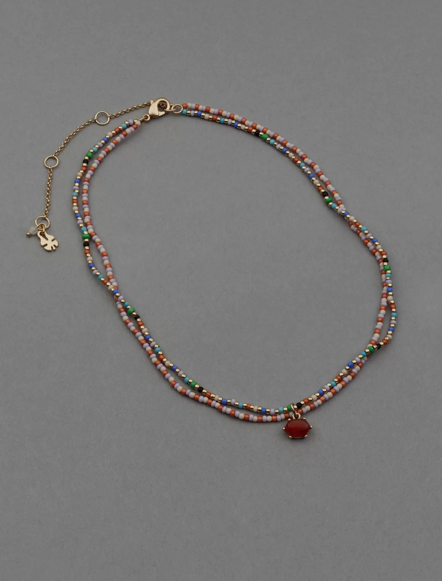 Lucky Brand colorful seed bead layer necklace gold*WOMEN Jewelry