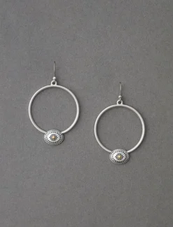 Lucky Brand concho front facing hoop two tone*WOMEN Jewelry