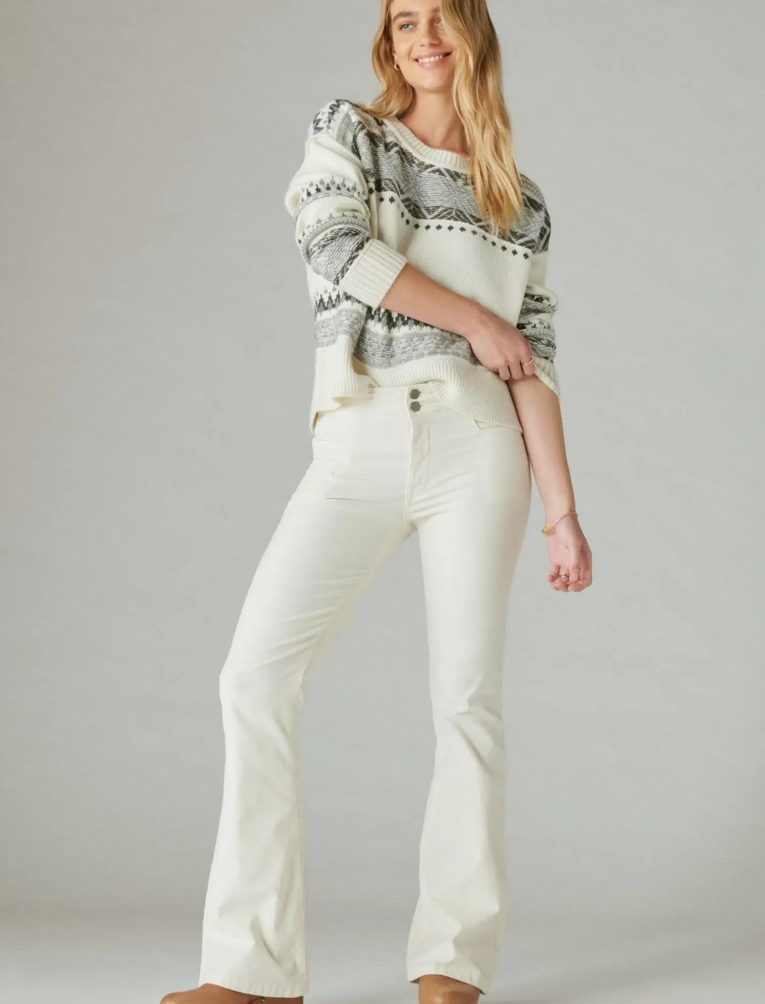 Lucky Brand corduroy high rise stevie flare moon dust*WOMEN|JEANS Jeans|Flare