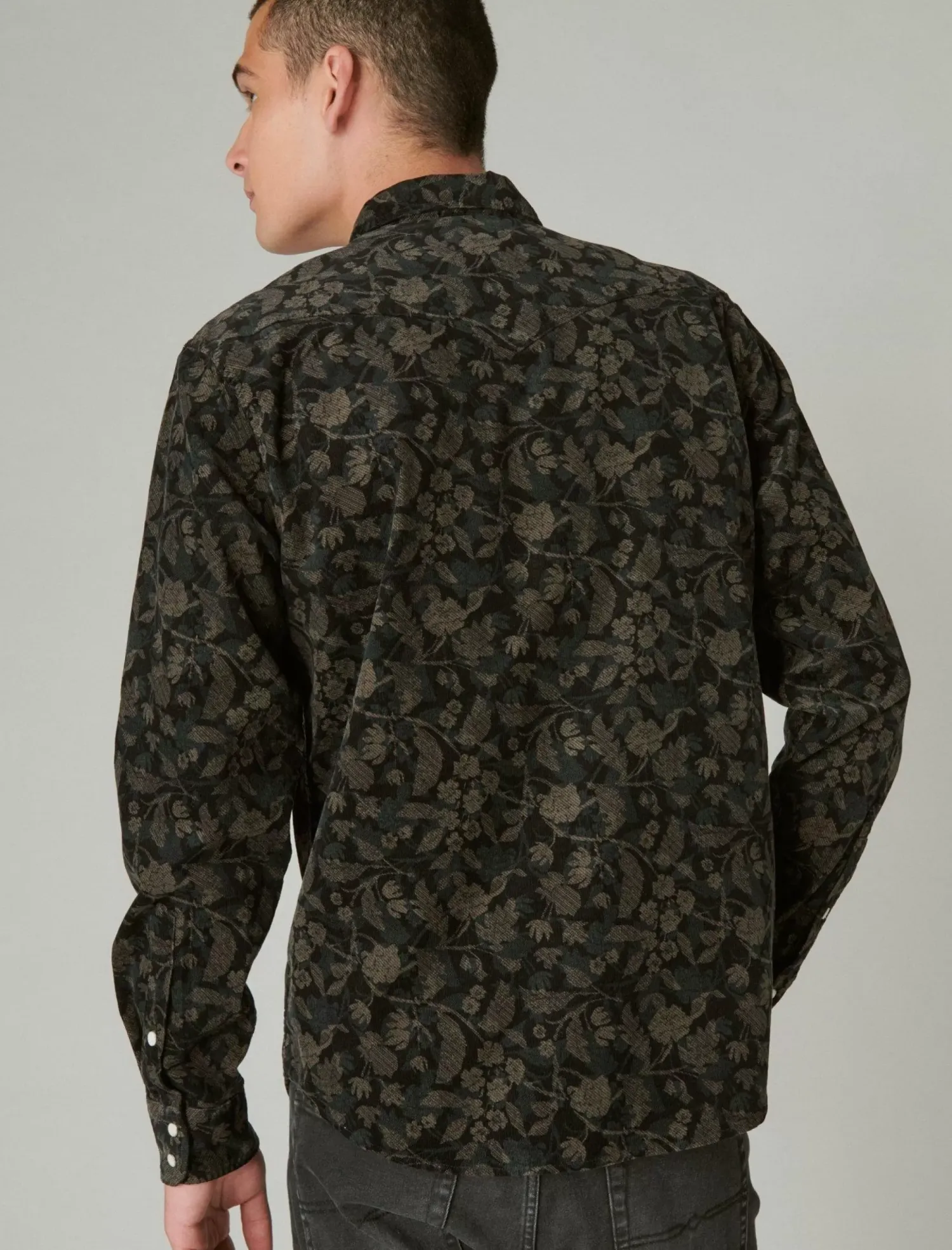 Lucky Brand corduroy printed western long sleeve shirt black multi*MEN Button-Downs
