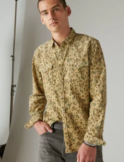 Lucky Brand corduroy printed western long sleeve shirt camo multi*MEN Button-Downs