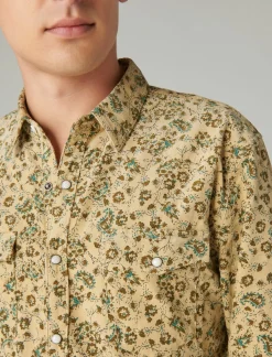 Lucky Brand corduroy printed western long sleeve shirt camo multi*MEN Button-Downs