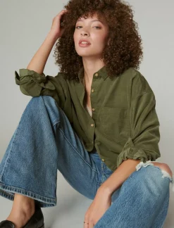 Lucky Brand corduroy shirt dusty olive*WOMEN Blouses