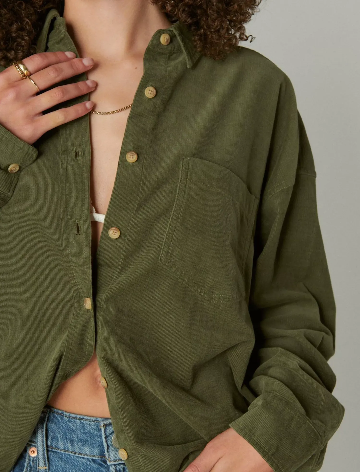 Lucky Brand corduroy shirt dusty olive*WOMEN Blouses