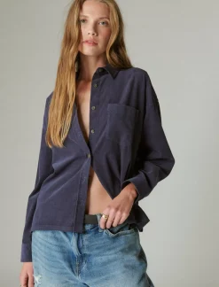 Lucky Brand corduroy shirt navy*WOMEN Blouses
