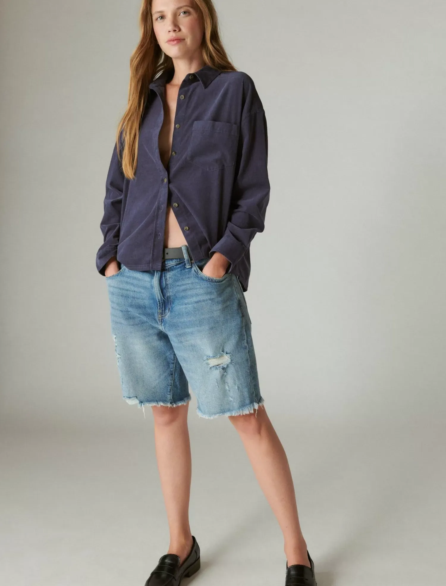 Lucky Brand corduroy shirt navy*WOMEN Blouses