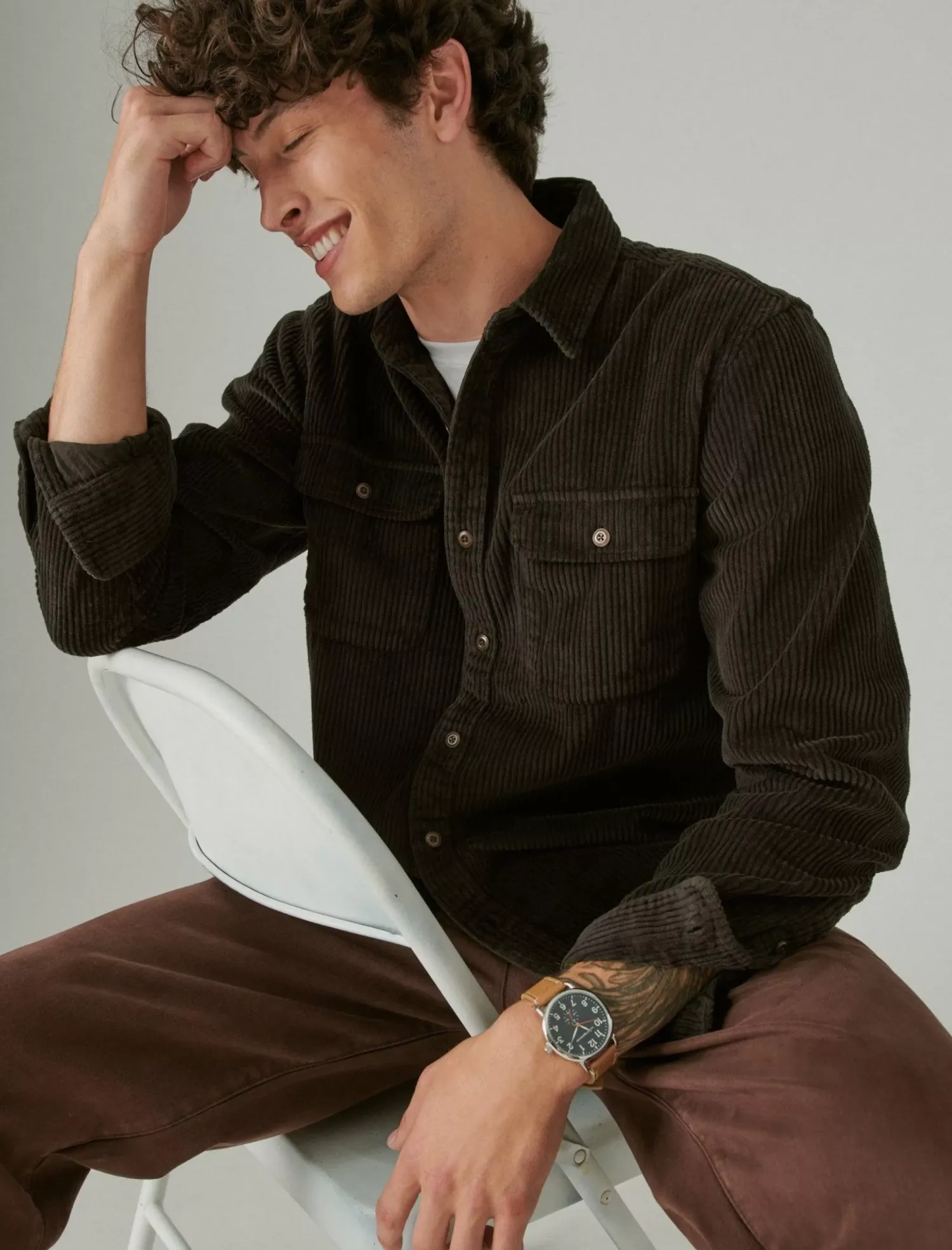 Lucky Brand corduroy utility long sleeve shirt raven*MEN Button-Downs