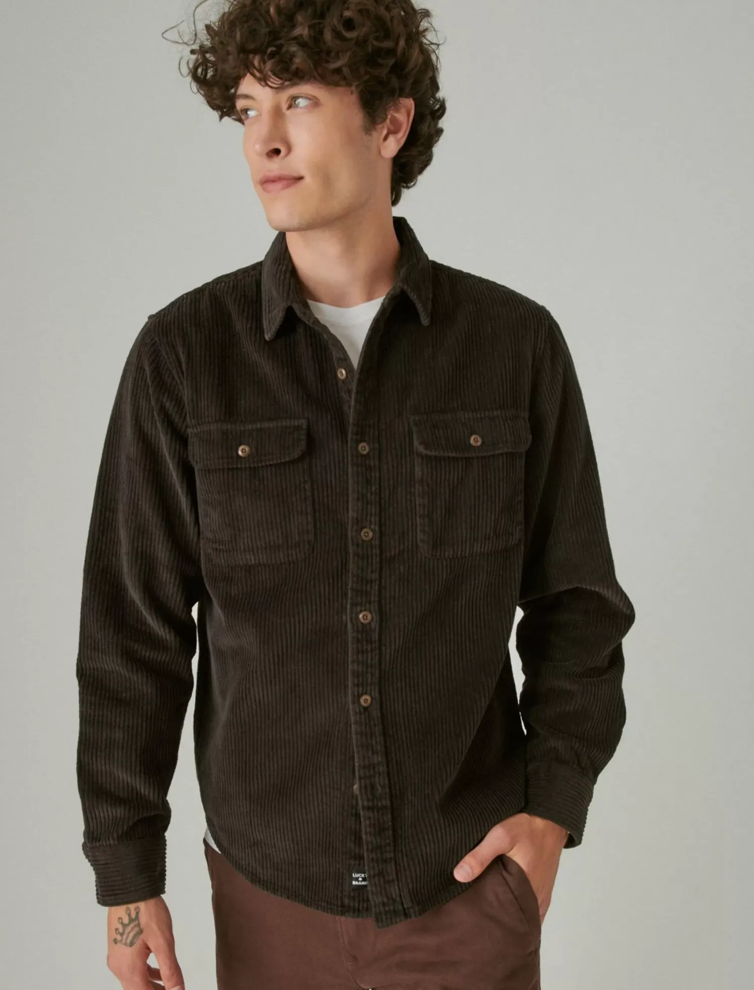Lucky Brand corduroy utility long sleeve shirt raven*MEN Button-Downs
