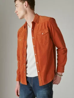 Lucky Brand corduroy western long sleeve shirt sequoia brown*MEN Button-Downs