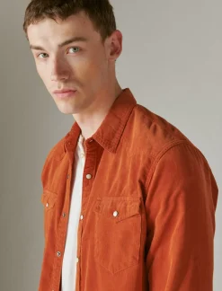 Lucky Brand corduroy western long sleeve shirt sequoia brown*MEN Button-Downs