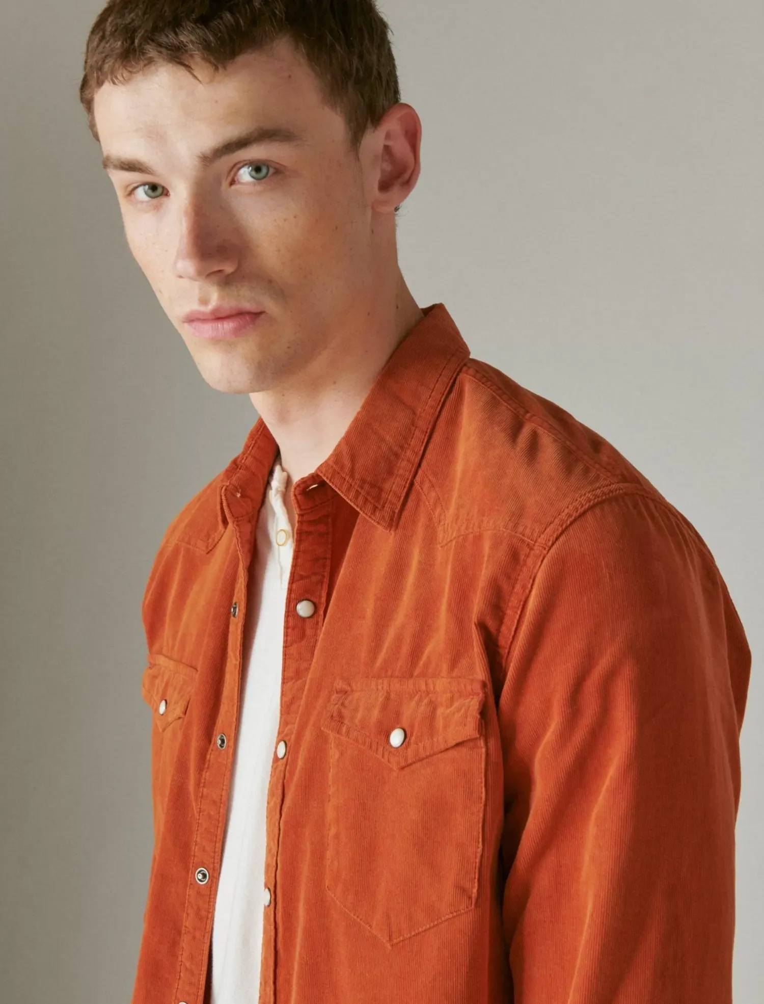 Lucky Brand corduroy western long sleeve shirt sequoia brown*MEN Button-Downs